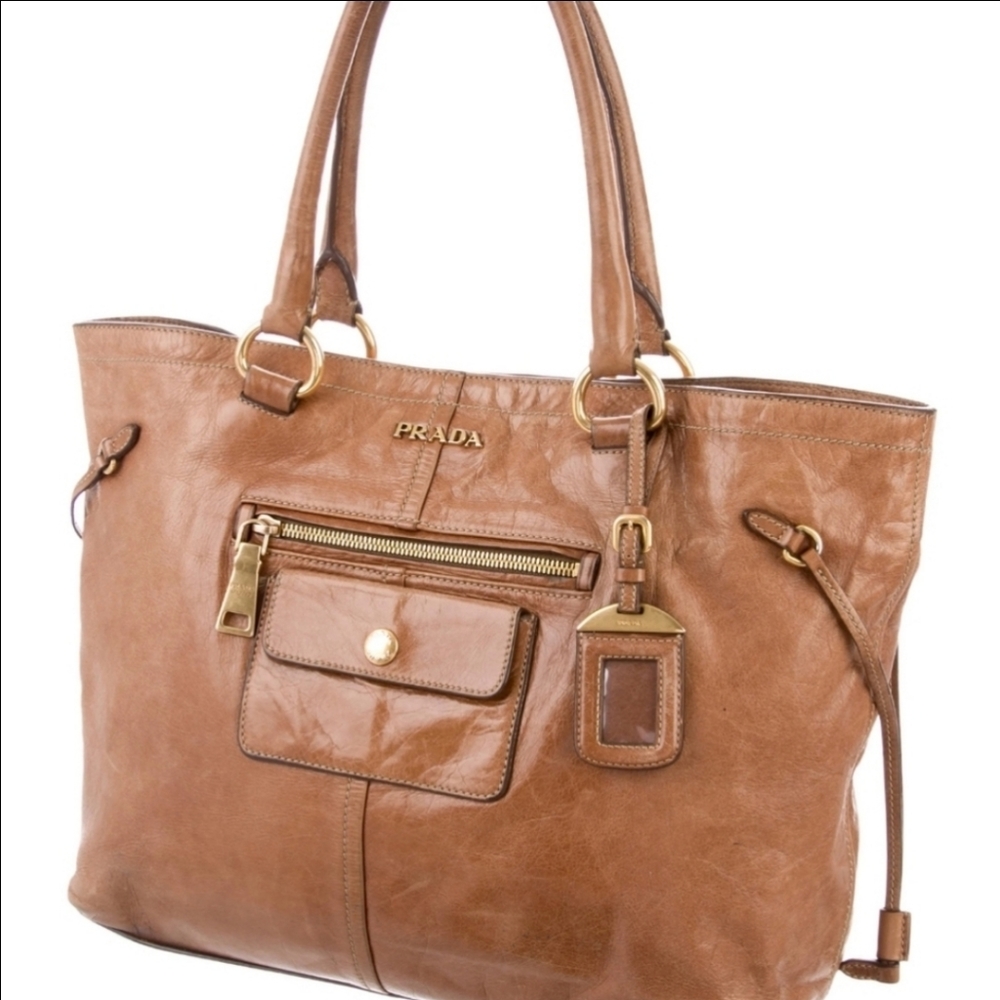 Authentic Tan Leather Prada Tote purse